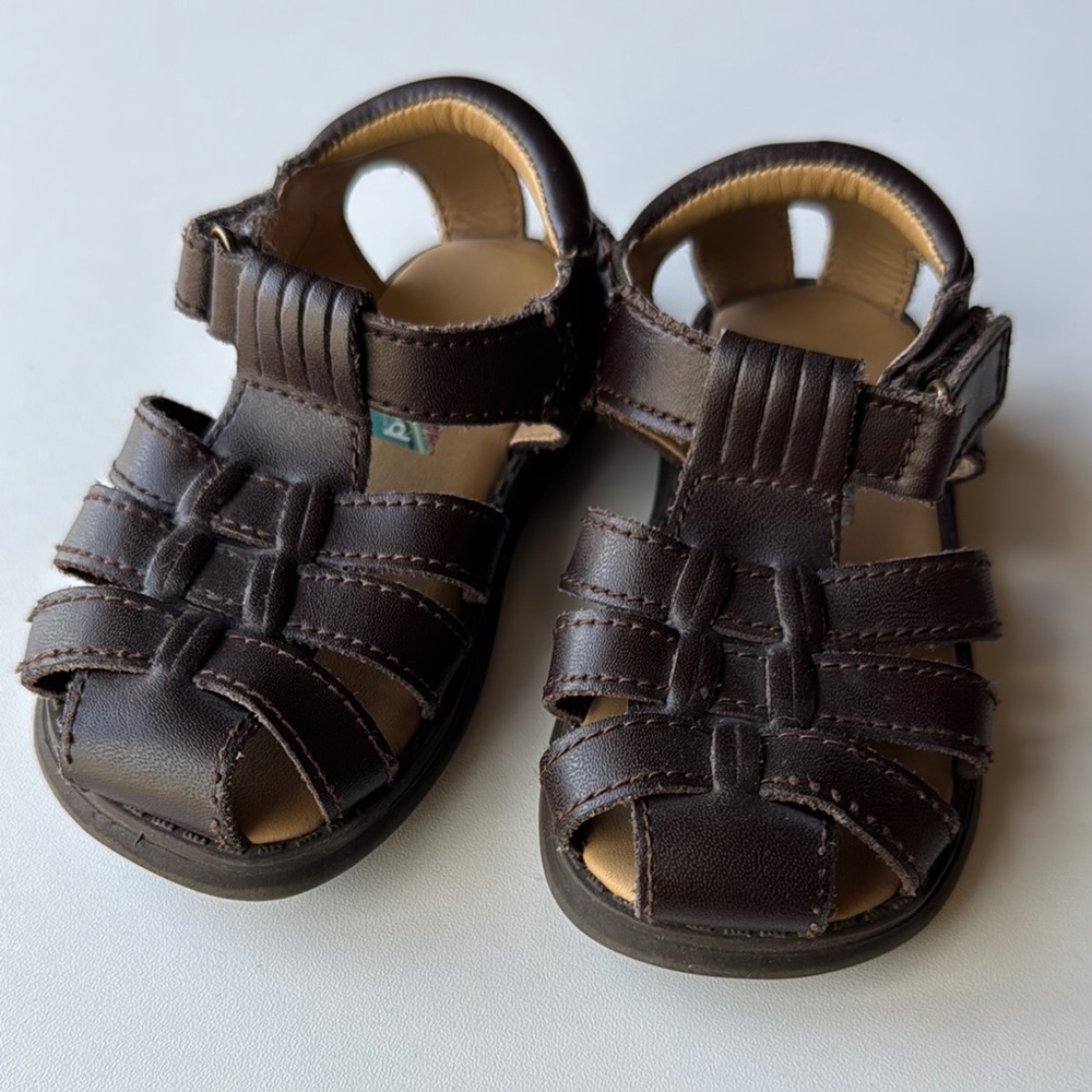 Scott David | Brown Leather Kids Sandals